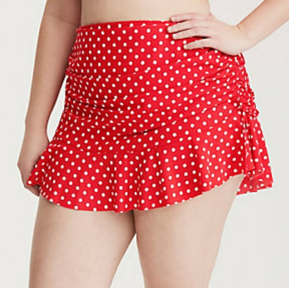 COPY - Torrid red and white polka dot swim skirt New